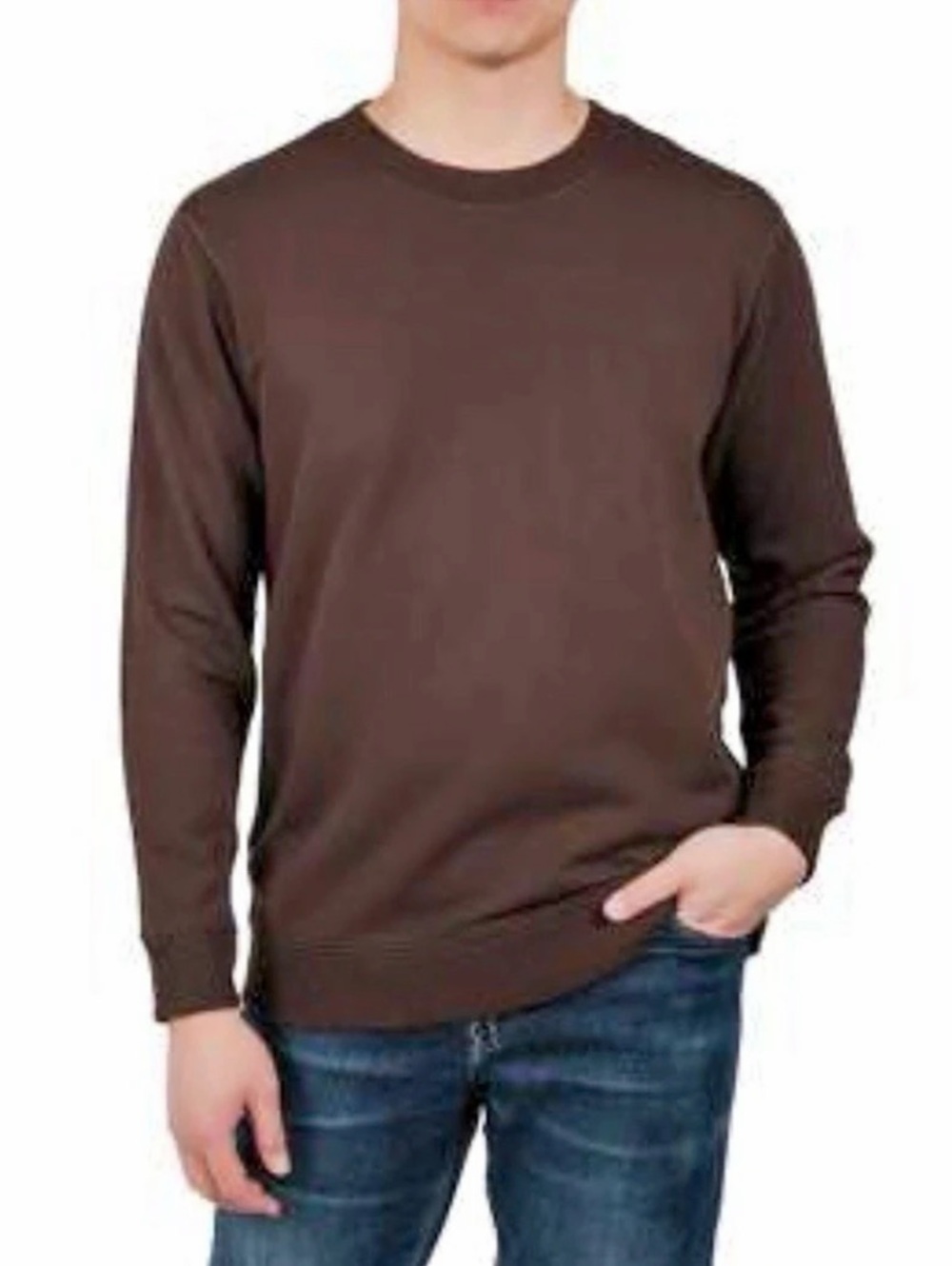 Rough Dress Men's French Terry Crew Sweatshirt - Brown
